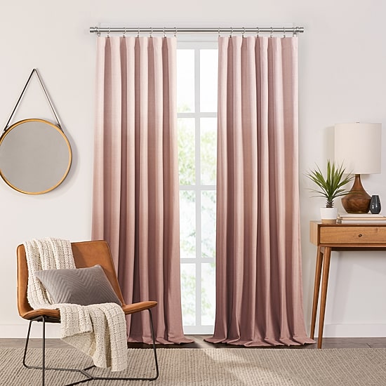 Fieldcrest Devin Flippable Ombre Cotton Chambray Rod Pocket Energy Saving 100% Blackout Single Curtain Panel