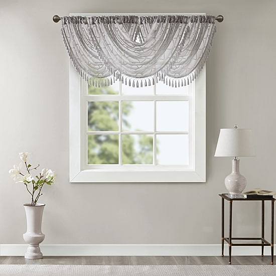 Madison Park Iris 38"W X 46"L Rod Pocket Waterfall Valance