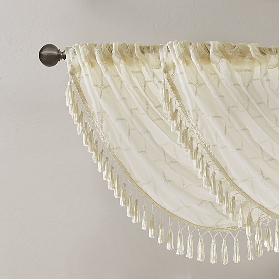 Madison Park Iris 38"W X 46"L Rod Pocket Waterfall Valance