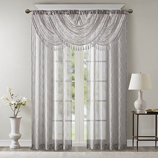 Madison Park Iris 38"W X 46"L Rod Pocket Waterfall Valance