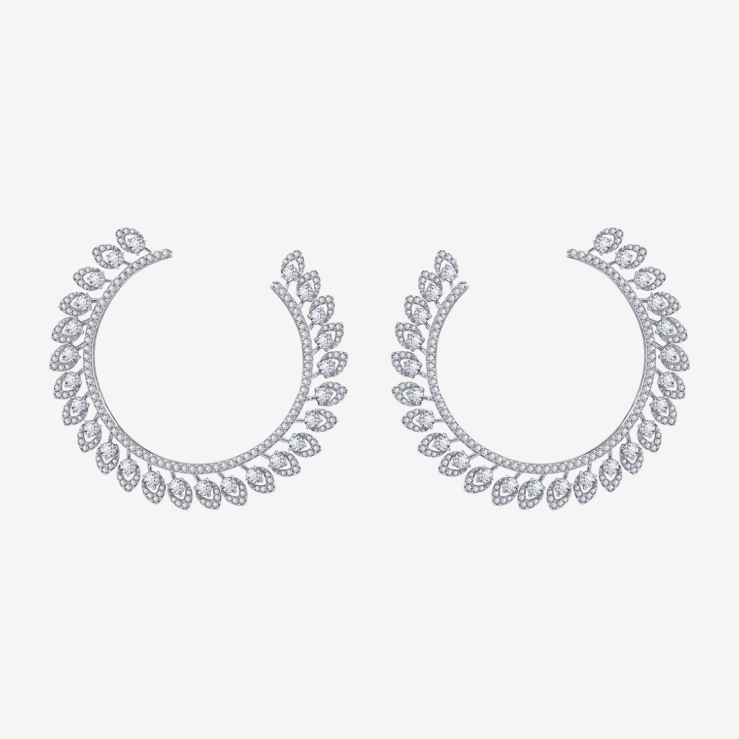 Diamonart Cubic Zirconia Sterling Silver 59.7mm Round Stud Earrings