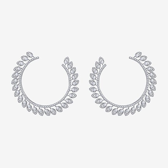 Diamonart Cubic Zirconia Sterling Silver 59.7mm Round Stud Earrings
