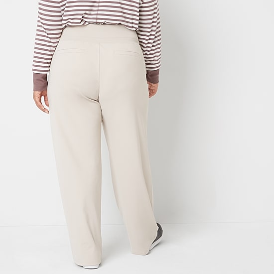 Stylus Womens Plus Wide Leg High Rise Pull-On Pant