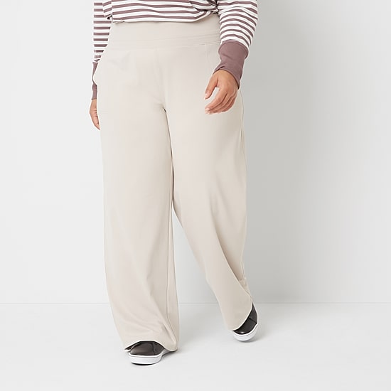 Stylus Womens Plus Wide Leg High Rise Pull-On Pant