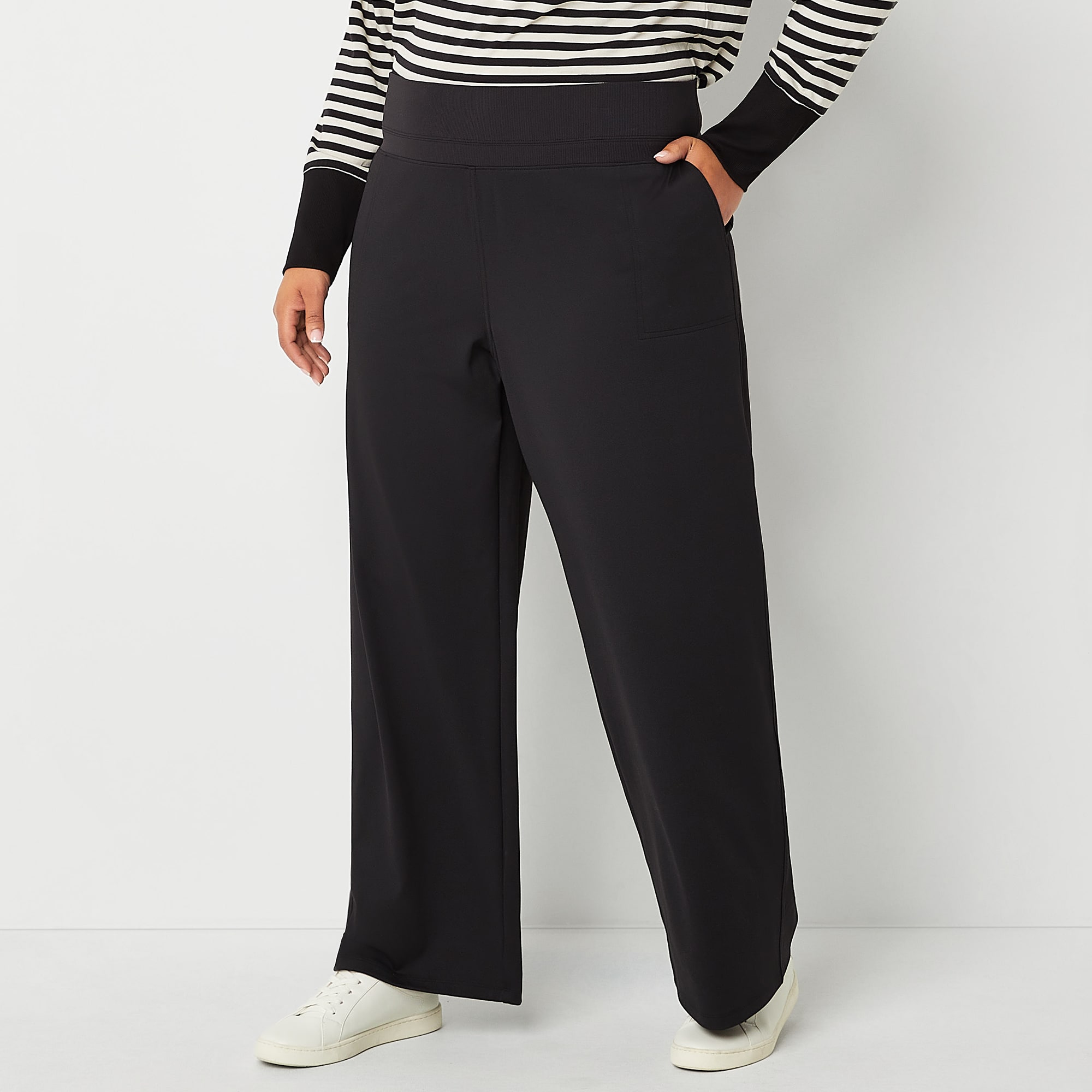 Stylus Womens Plus Wide Leg High Rise Pull-On Pant