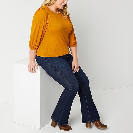 a.n.a Womens Plus High Rise Flare Leg Jean