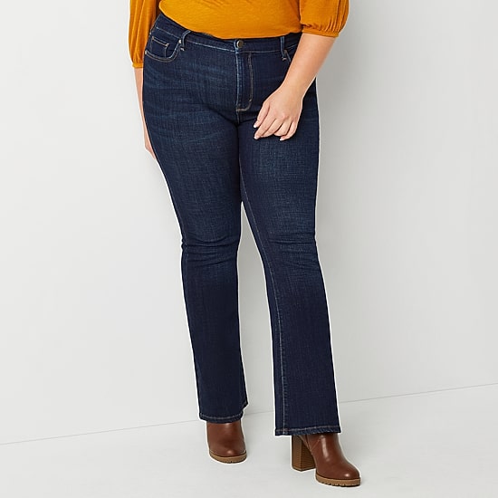 a.n.a Womens Plus High Rise Flare Leg Jean