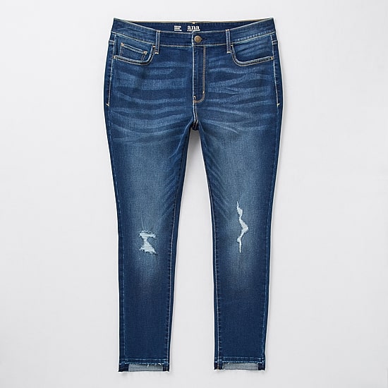 A.N.A Womens Plus High Rise Ripped Stretch Fabric Skinny Fit Jegging Jean