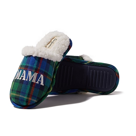 Dearfoams Mama Bear Plaid Scuff Womens Memory Foam Slip-On Slippers