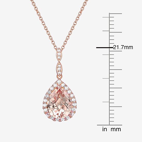 Yes, Please! Womens Lab Created Pink Sapphire 14K Rose Gold Over Silver Pear 18 Inch Pendant Necklace