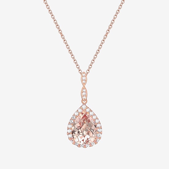 Yes, Please! Womens Lab Created Pink Sapphire 14K Rose Gold Over Silver Pear 18 Inch Pendant Necklace