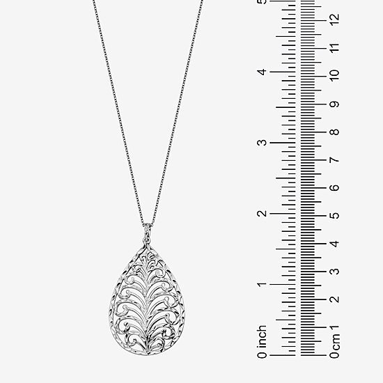 Open Leaf Womens Sterling Silver Pear 18 Inch Pendant Necklace