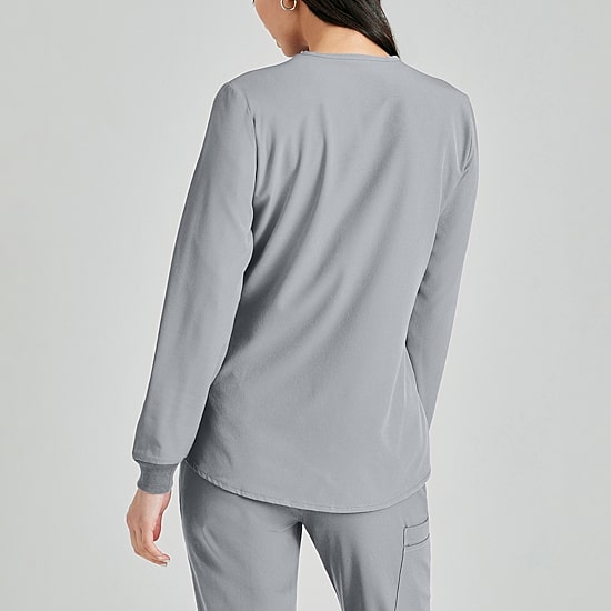 Skechers Sk401 Stability 2-Pocket Crewneck Snap-Front Warm-Up Womens Plus Tag Free Stretch Fabric Moisture Wicking Scrub Jackets