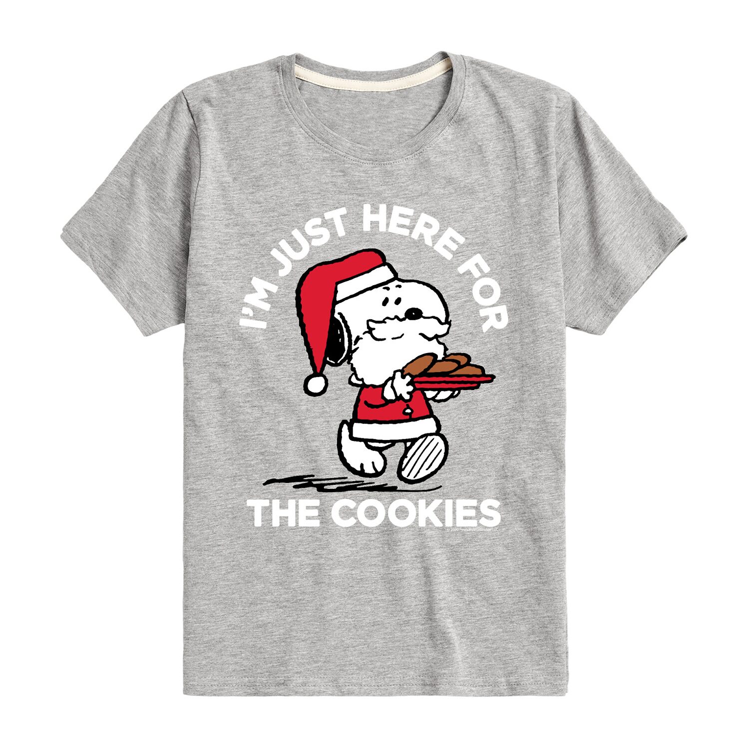 Santa Here For Cookies Little & Big Kid Boys Crew Neck Short Sleeve Regular Fit Peanuts Snoopy Graphic T-Shirt