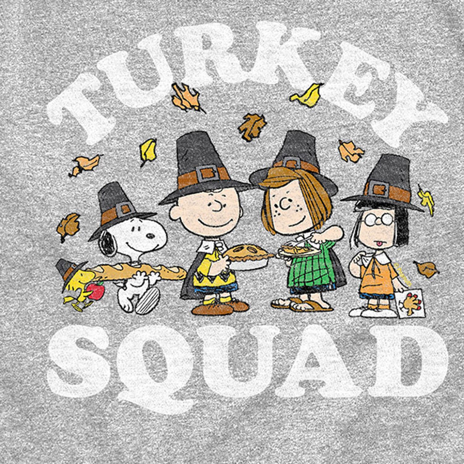 Turkey Squad Thanksgiving Little & Big Kid Boys Crew Neck Short Sleeve Regular Fit Peanuts Graphic T-Shirt