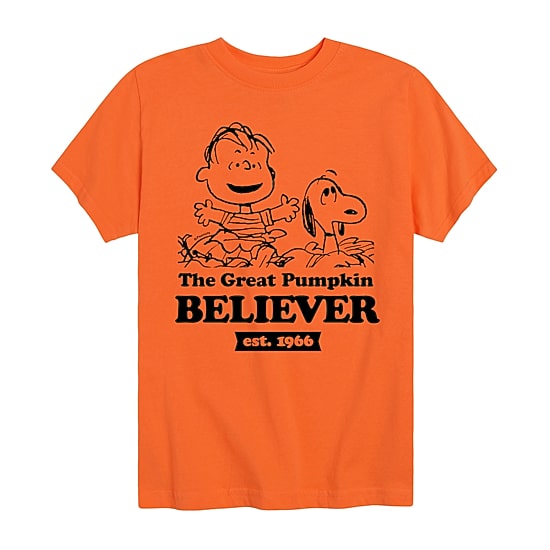 Linus Great Pumpkin Believer Little & Big Kid Boys Crew Neck Short Sleeve Regular Fit Peanuts Graphic T-Shirt