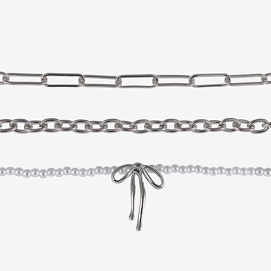 Arizona Silver Tone Womens Bow 3-pc. Necklace Set