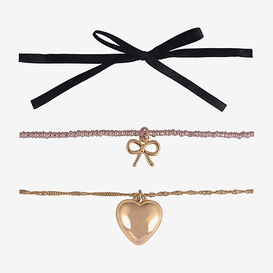 Arizona Gold Tone Womens Bow Heart 3-pc. Necklace Set