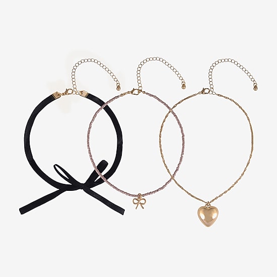 Arizona Gold Tone Womens Bow Heart 3-pc. Necklace Set