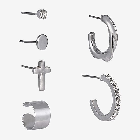 Arizona Silver Tone Womens 18.8mm Cross Single Earring