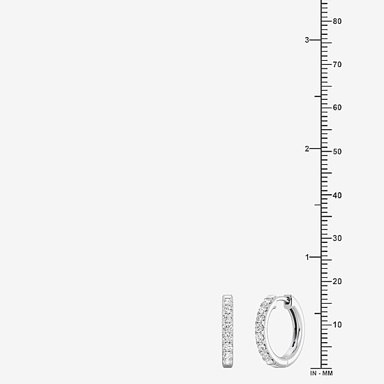Yes, Please! Womens Lab Created White Sapphire Sterling Silver 16.1mm Hoop Earrings