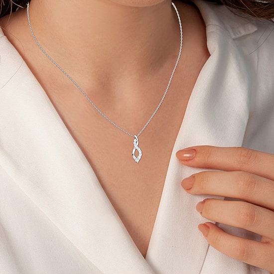 Yes, Please! (G/Si1-Si2) Womens 1/4 CT. T.W. Lab Grown White Diamond Sterling Silver Infinity Pendant