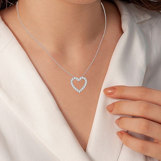"Yes, Please! (Si1-Si2, G) Womens 1/4 CT. T.W. Lab Grown White Diamond Sterling Silver Heart 18 Inch Pendant Necklace