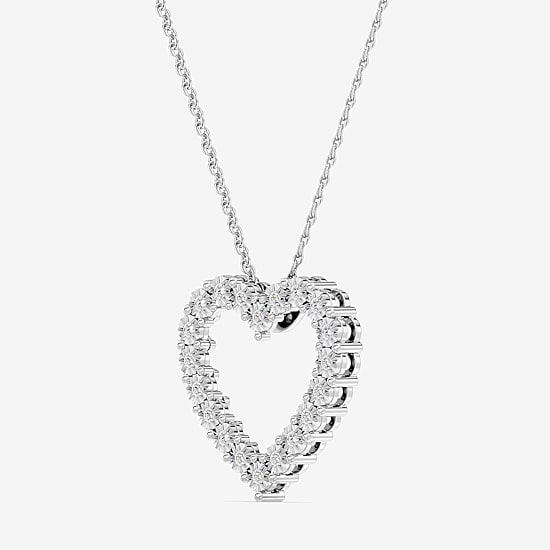 "Yes, Please! (Si1-Si2, G) Womens 1/4 CT. T.W. Lab Grown White Diamond Sterling Silver Heart 18 Inch Pendant Necklace