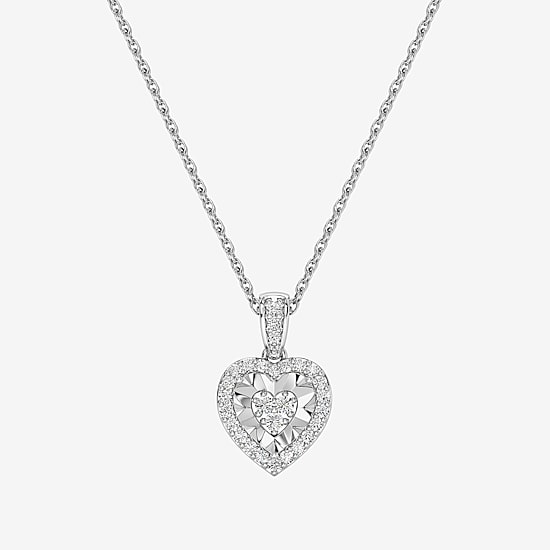 Yes, Please! (G/Si1-Si2) Womens 1/4 CT. T.W. Lab Grown White Diamond Sterling Silver Heart Pendant