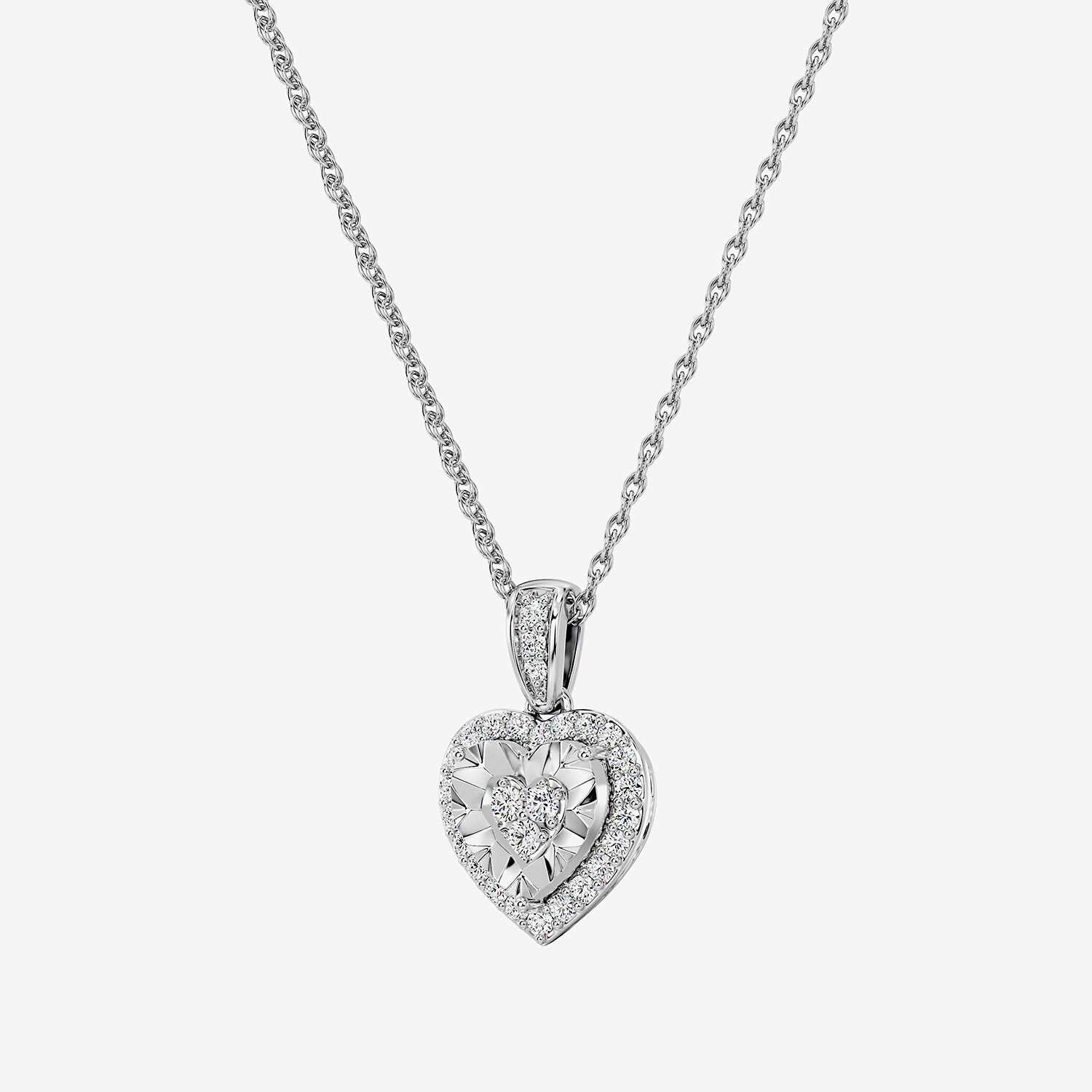 Yes, Please! (G/Si1-Si2) Womens 1/4 CT. T.W. Lab Grown White Diamond Sterling Silver Heart Pendant