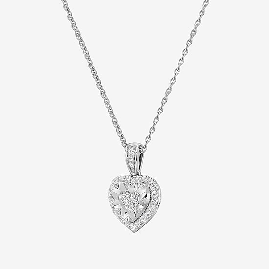Yes, Please! (G/Si1-Si2) Womens 1/4 CT. T.W. Lab Grown White Diamond Sterling Silver Heart Pendant