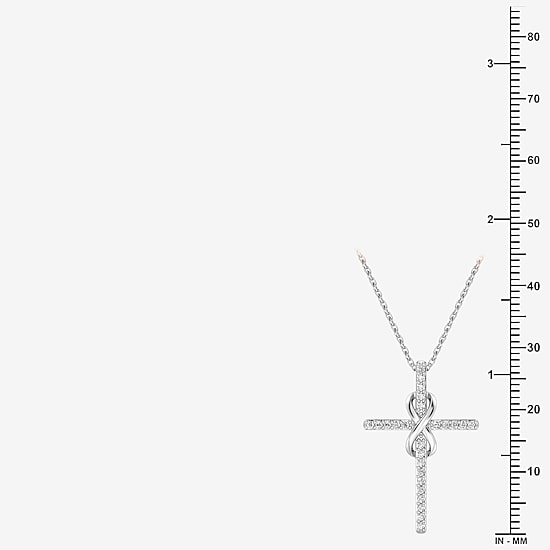 Yes, Please! (G/Si1-Si2) Womens 1/4 CT. T.W. Lab Grown White Diamond Sterling Silver Cross Infinity Pendant