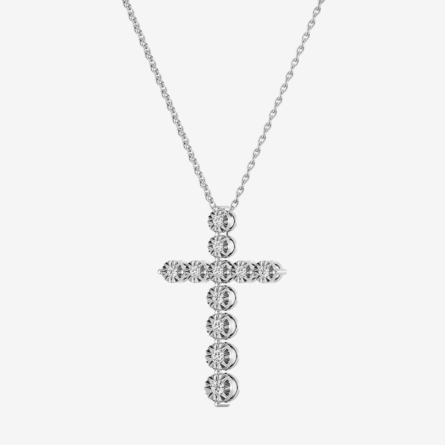 Yes, Please! (G/Si1-Si2) Womens 1/4 CT. T.W. Lab Grown White Diamond Sterling Silver Cross Pendant