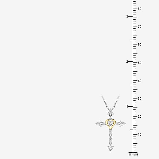 Yes, Please! (G, Si1-Si2) Womens 1/4 CT. T.W. Lab Grown White Diamond 14K Two Tone Gold Over Silver Cross 18 Inch Pendant Necklace
