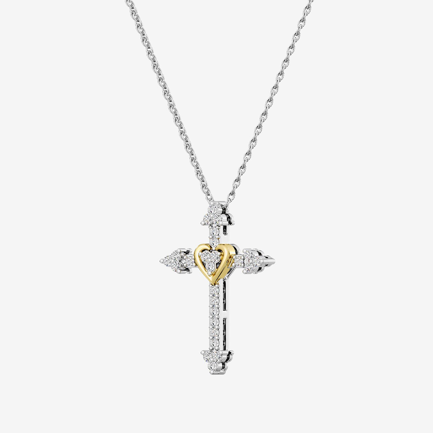 Yes, Please! (G, Si1-Si2) Womens 1/4 CT. T.W. Lab Grown White Diamond 14K Two Tone Gold Over Silver Cross 18 Inch Pendant Necklace