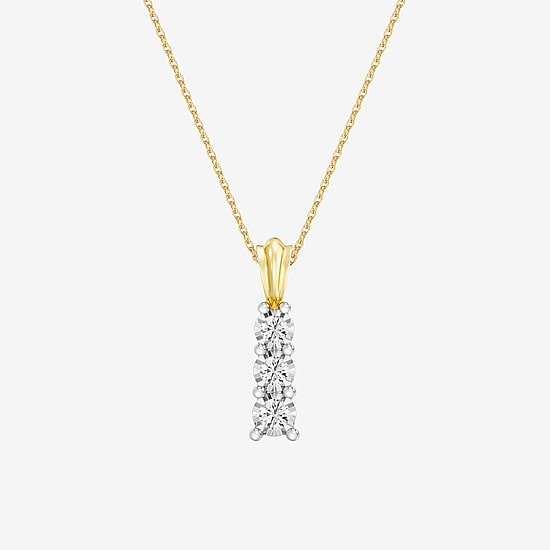 Yes, Please!, (G/Si1-Si2) Womens 1/4 CT. T.W. Lab Grown White Diamond 14K Gold Over Silver Round 18 Inch Pendant Necklace