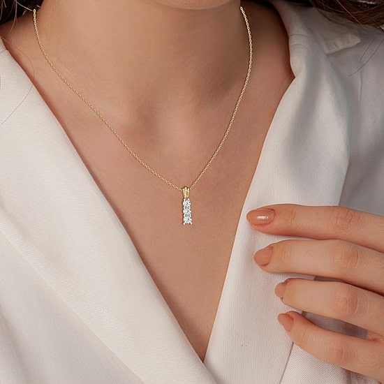 Yes, Please!, (G/Si1-Si2) Womens 1/4 CT. T.W. Lab Grown White Diamond 14K Gold Over Silver Round 18 Inch Pendant Necklace