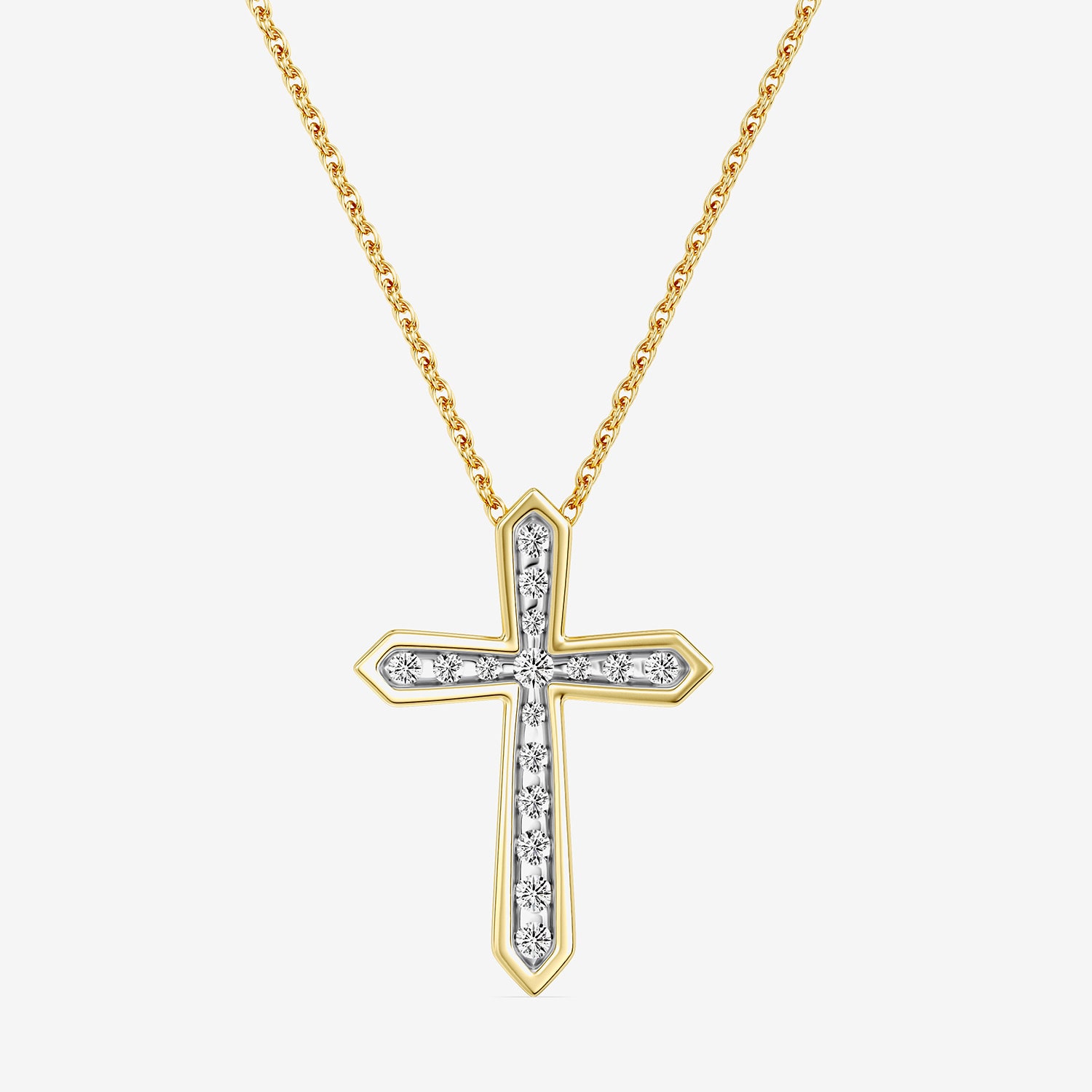 Yes, Please! (G/Si1-Si2) Womens 1/4 CT. T.W. Lab Grown White Diamond 14K Gold Over Silver Cross Pendant
