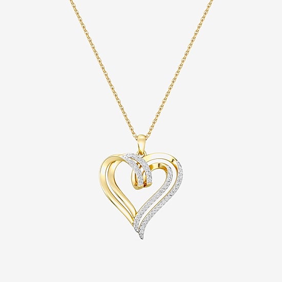 Yes, Please!, (G/Si1-Si2) Womens 1/4 CT. T.W. Lab Grown White Diamond 14K Gold Over Silver Heart 18 Inch Pendant Necklace
