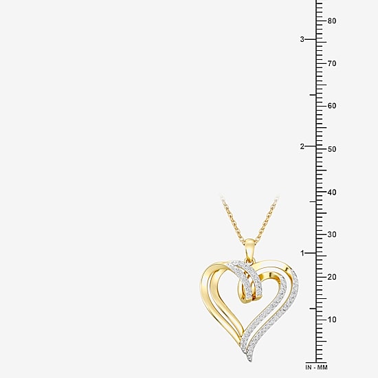 Yes, Please!, (G/Si1-Si2) Womens 1/4 CT. T.W. Lab Grown White Diamond 14K Gold Over Silver Heart 18 Inch Pendant Necklace