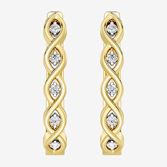Yes, Please! (G, I2) Womens 1/10 CT. T.W. Lab Grown White Diamond 14K Gold Over Silver 21.4mm Hoop Earrings
