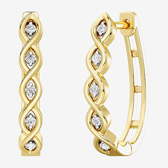 Yes, Please! (G, I2) Womens 1/10 CT. T.W. Lab Grown White Diamond 14K Gold Over Silver 21.4mm Hoop Earrings
