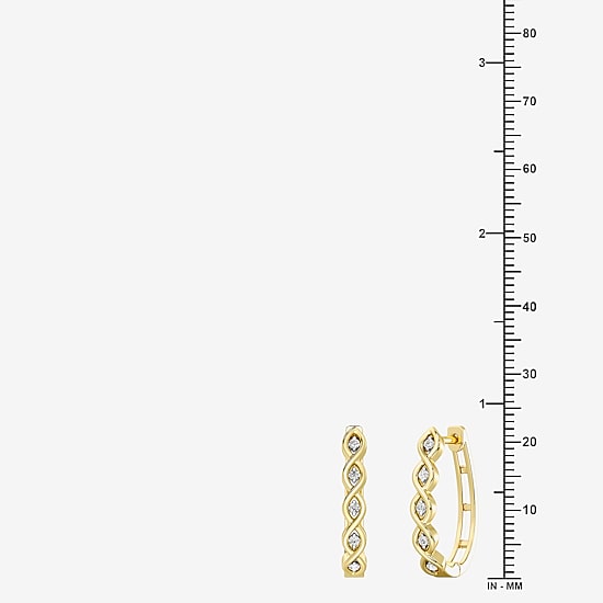Yes, Please! (G, I2) Womens 1/10 CT. T.W. Lab Grown White Diamond 14K Gold Over Silver 21.4mm Hoop Earrings