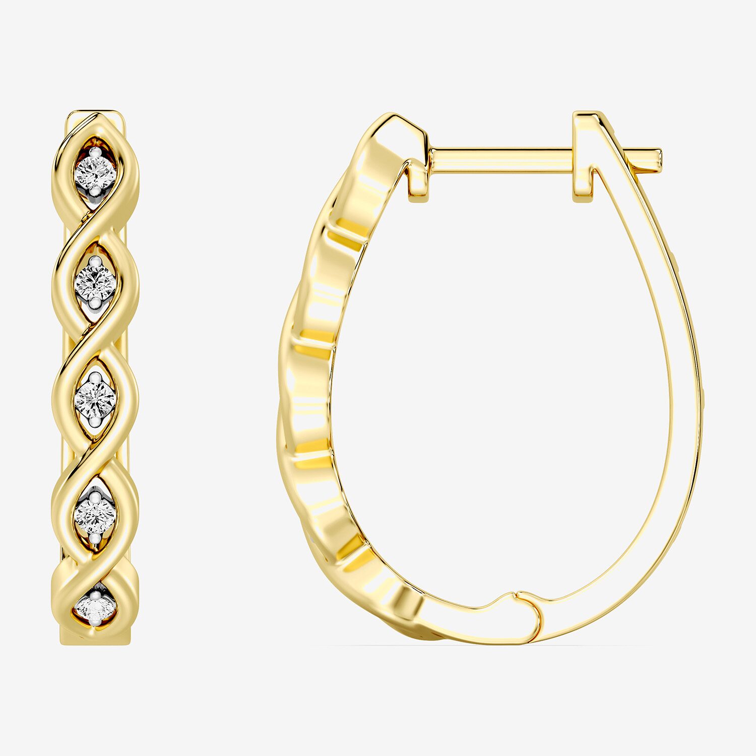 Yes, Please! (G, I2) Womens 1/10 CT. T.W. Lab Grown White Diamond 14K Gold Over Silver 21.4mm Hoop Earrings