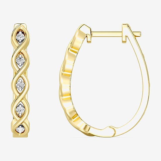 Yes, Please! (G, I2) Womens 1/10 CT. T.W. Lab Grown White Diamond 14K Gold Over Silver 21.4mm Hoop Earrings