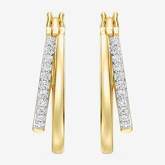 Yes, Please! Womens 1/4 CT. T.W. Lab Grown White Diamond Sterling Silver 20.6mm Hoop Earrings