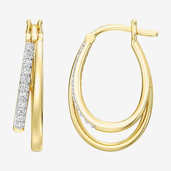 Yes, Please! Womens 1/4 CT. T.W. Lab Grown White Diamond Sterling Silver 20.6mm Hoop Earrings