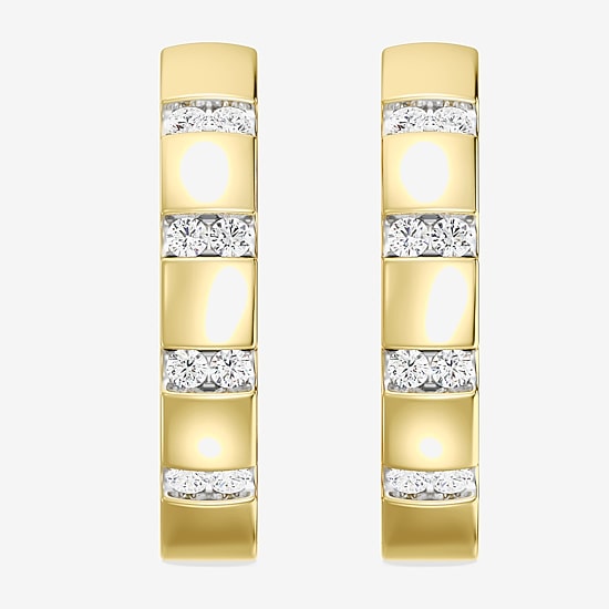 Yes Please! (Si1-Si2, G) Womens 1/4 CT. T.W. Lab Grown White Diamond 14K Gold Over Silver 20.2mm Hoop Earrings