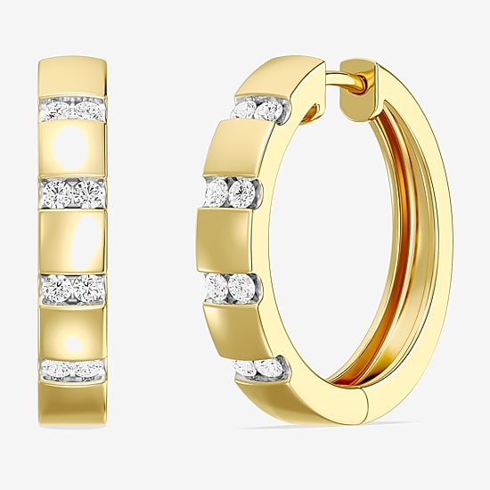 Yes Please! (Si1-Si2, G) Womens 1/4 CT. T.W. Lab Grown White Diamond 14K Gold Over Silver 20.2mm Hoop Earrings