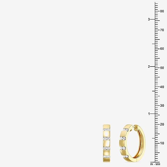 Yes Please! (Si1-Si2, G) Womens 1/4 CT. T.W. Lab Grown White Diamond 14K Gold Over Silver 20.2mm Hoop Earrings